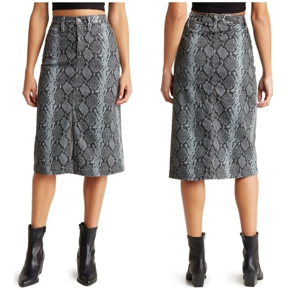 New AG Adriano Goldschmied Kory X Pencil Skirt With Front Slit Snake Print Sz 25 - Picture 1 of 13